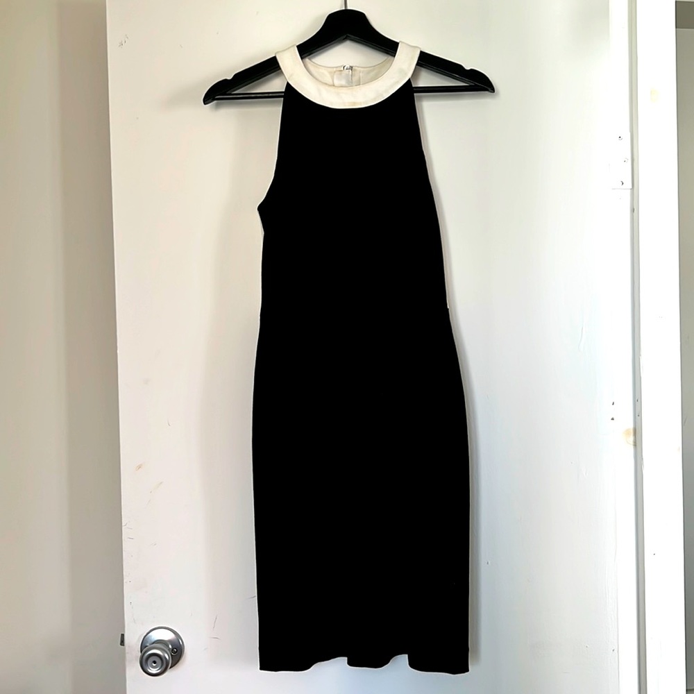 Deep navy and white formal dress Banana Republic